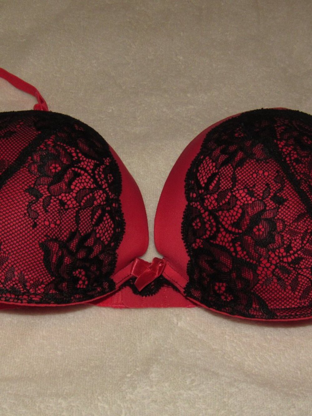 Adore Me Red/Black Padded Bra Size 36D USED